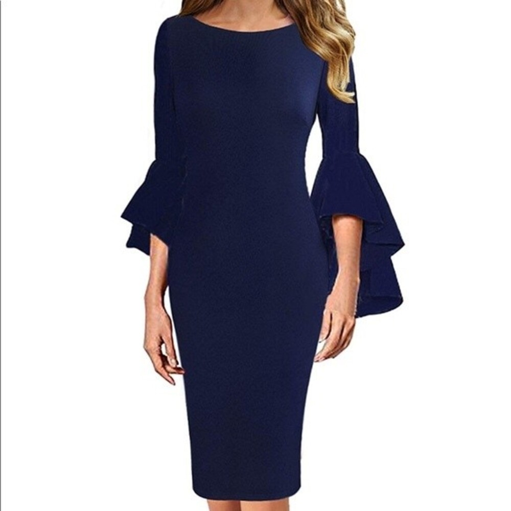 Haute edition bell sleeve cocktail dress size small